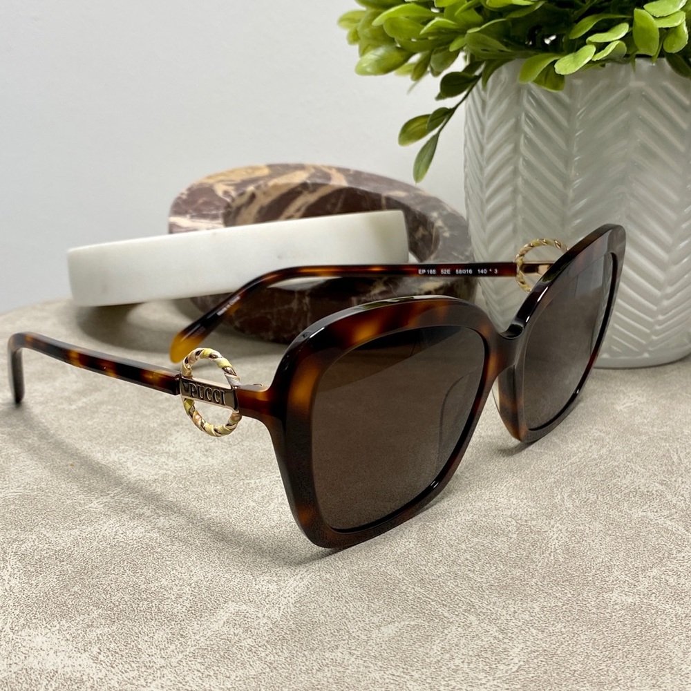 EMILIO PUCCI 58MM Butterfly Sunglasses with Logo at Temple | New in Pouch